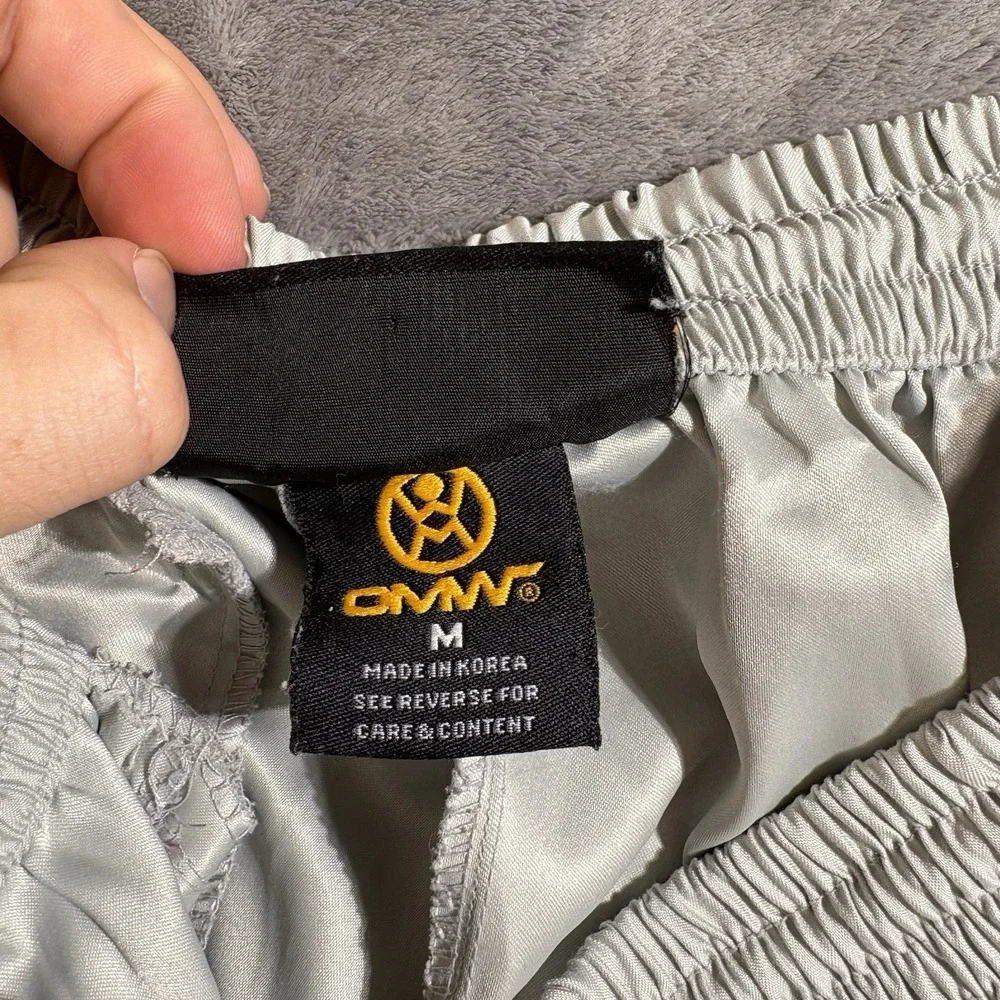 Vtg Break Away Side Snap Track Pants OMW Grey Shiny Size Medium Read Des